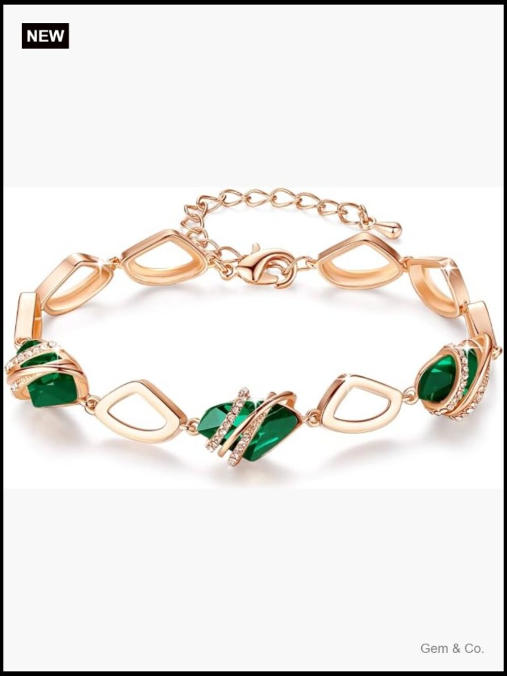 Wish Stone Link Charm Bracelet with Birthstone Crystals 7+2in